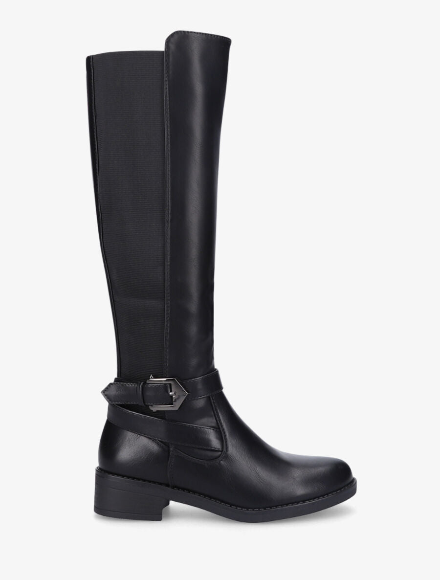 Bottes élastiquées à boucle - Noir - 1