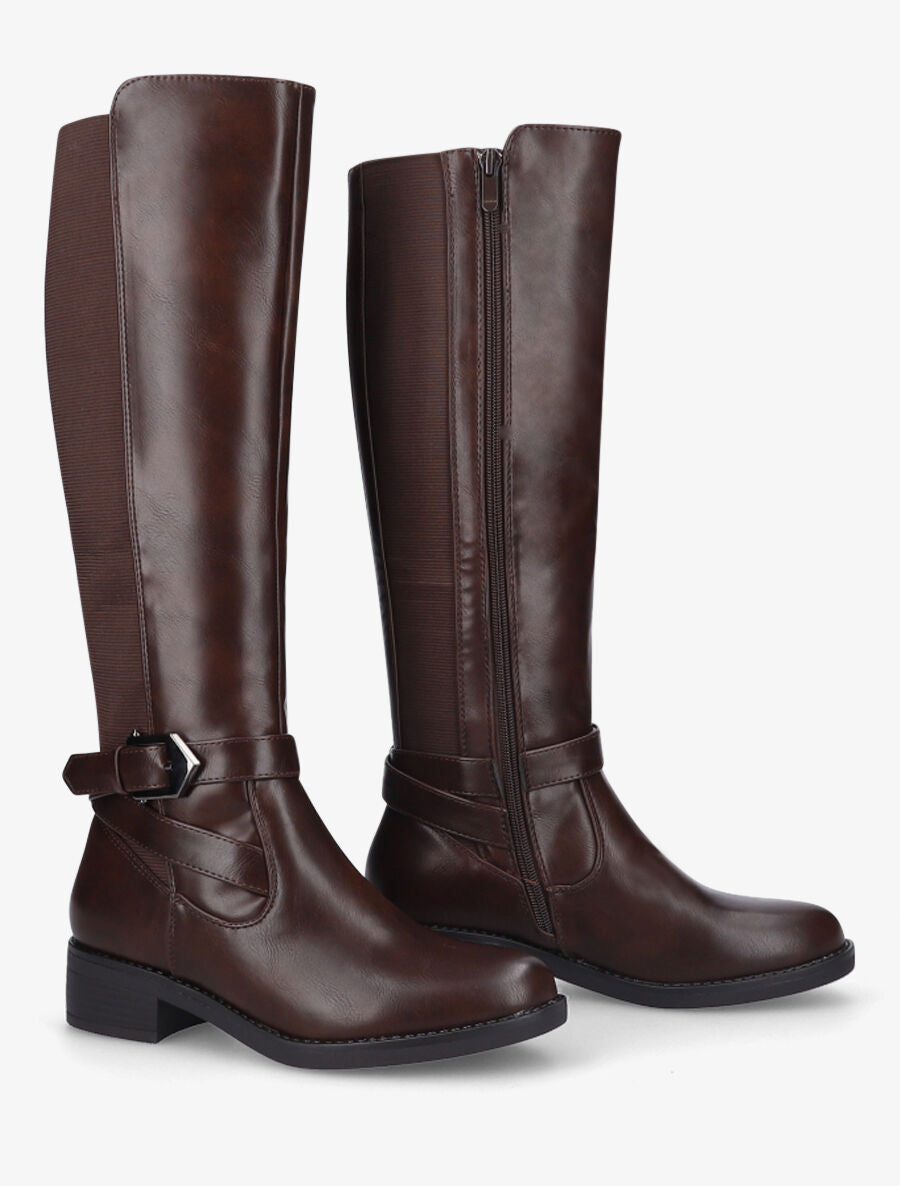Bottes élastiquées à boucle - Marron - 4