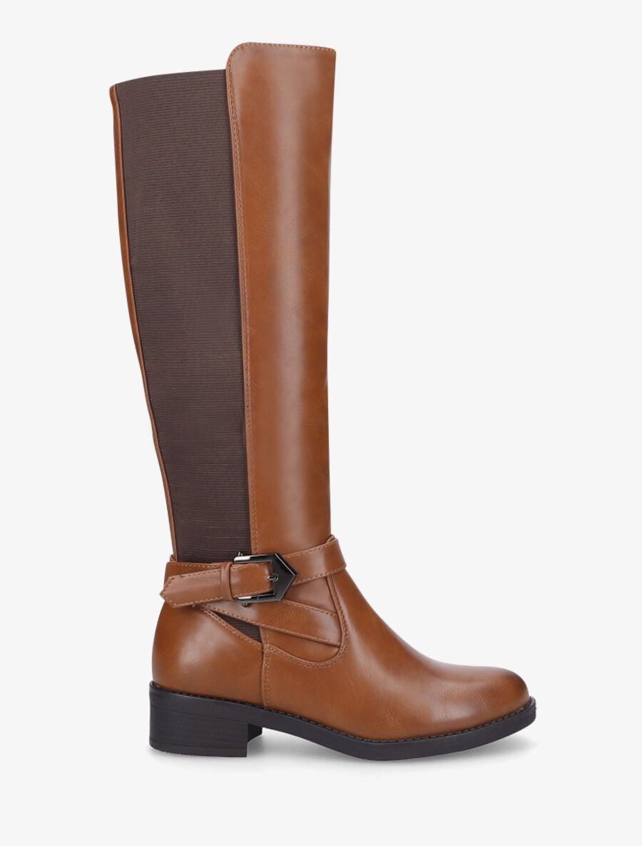 Bottes élastiquées à boucle - Camel - 1