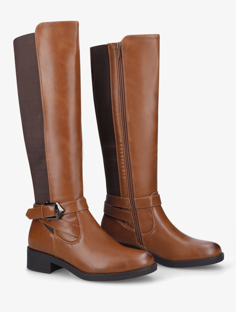 Bottes élastiquées à boucle - Camel - 4