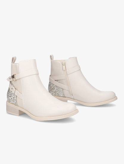 Bottines à contrefort pailleté - Beige - 4