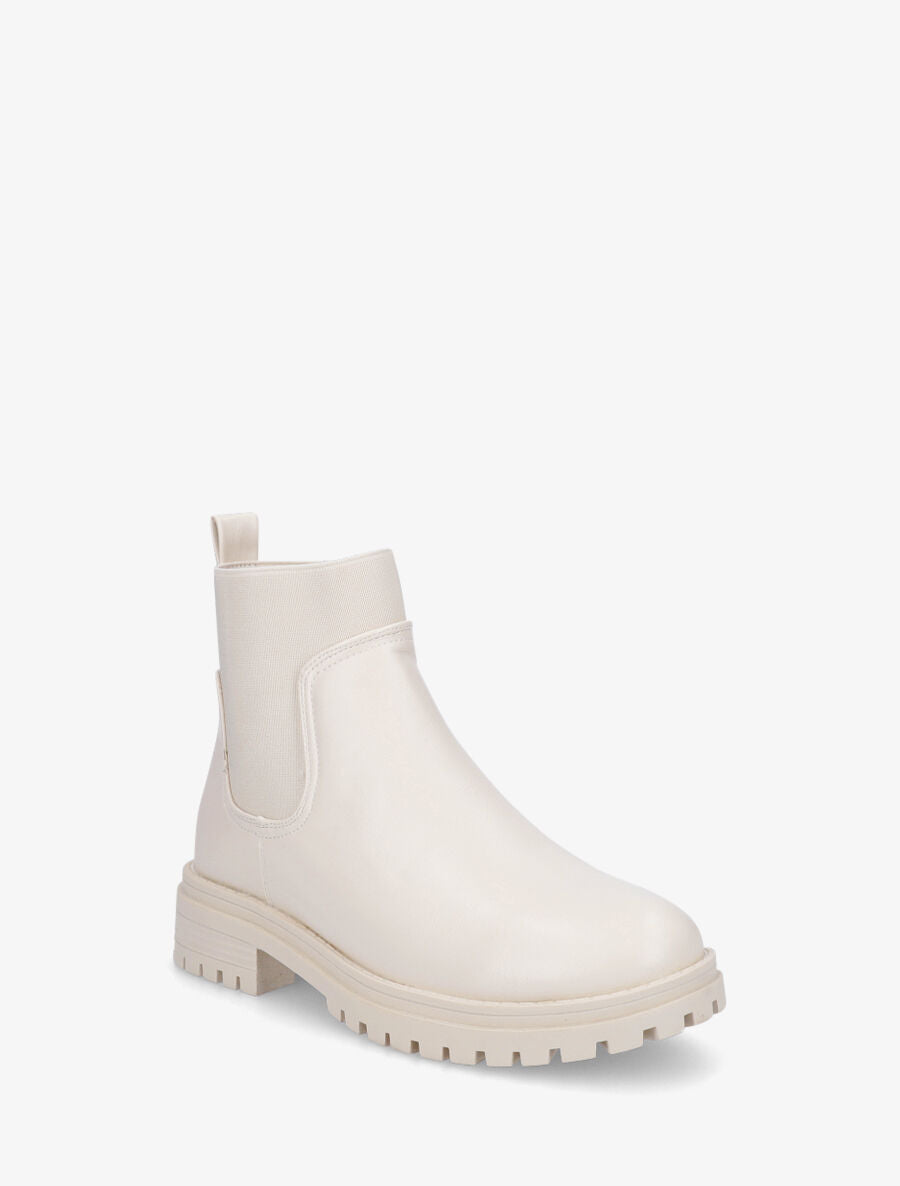 Bottines bi-matière à talon - Taupe - 2