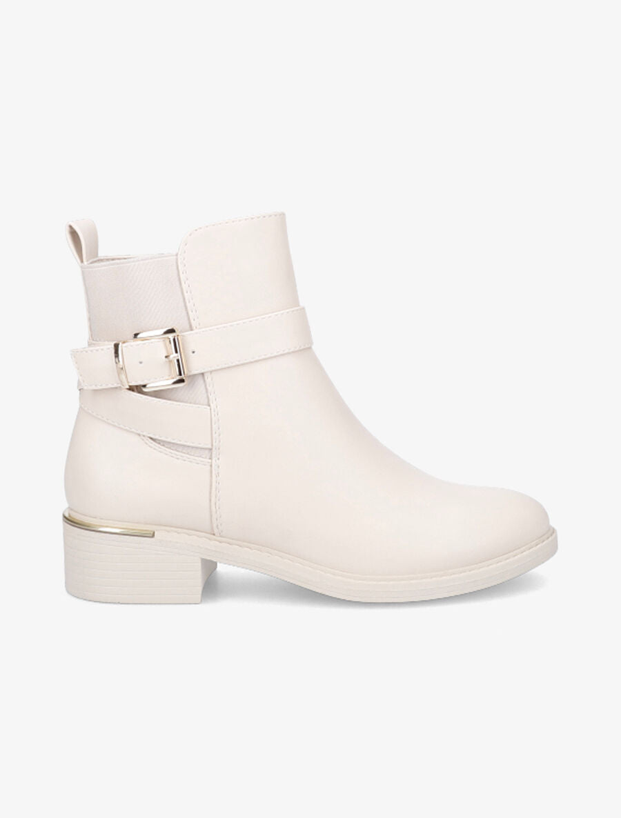 Bottines à contrefort à empiècement métal - Beige - 5