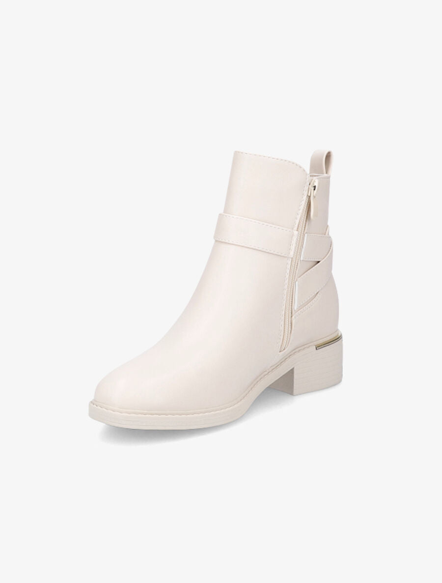 Bottines à contrefort à empiècement métal - Beige - 3