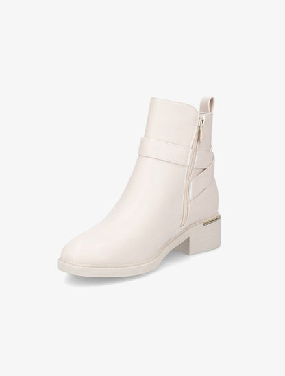 Bottines à contrefort à empiècement métal - Beige - 3