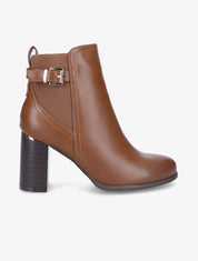 Bottines à talon et boucle - Camel - 1