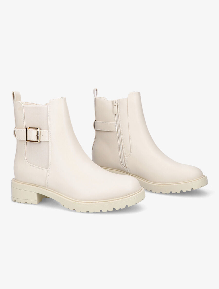 Bottines classiques élastiquées à boucle - Beige - 4