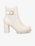 Bottines à talon et boucle en simili - Beige - 1