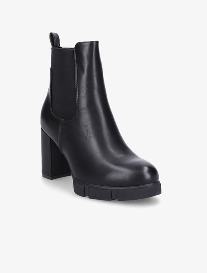 Bottines élastiquées à talon et plateforme - Noir - 2