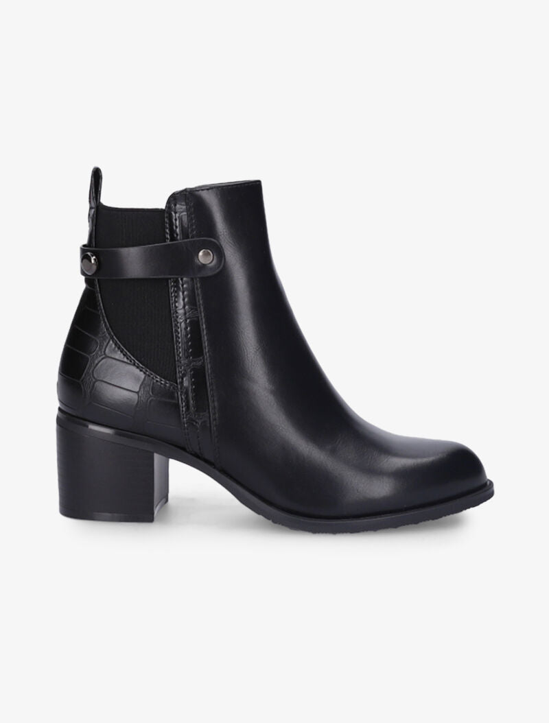 Bottines à contrefort croco et élastiqué - Noir - 5