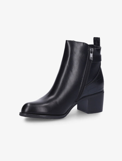 Bottines à contrefort croco et élastiqué - Noir - 3
