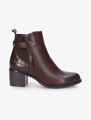 Bottines à contrefort croco et élastiqué - Marron - 5