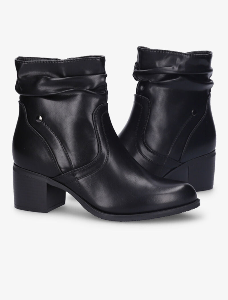 Bottines effet plissé à coutures stylisées - Noir - 5