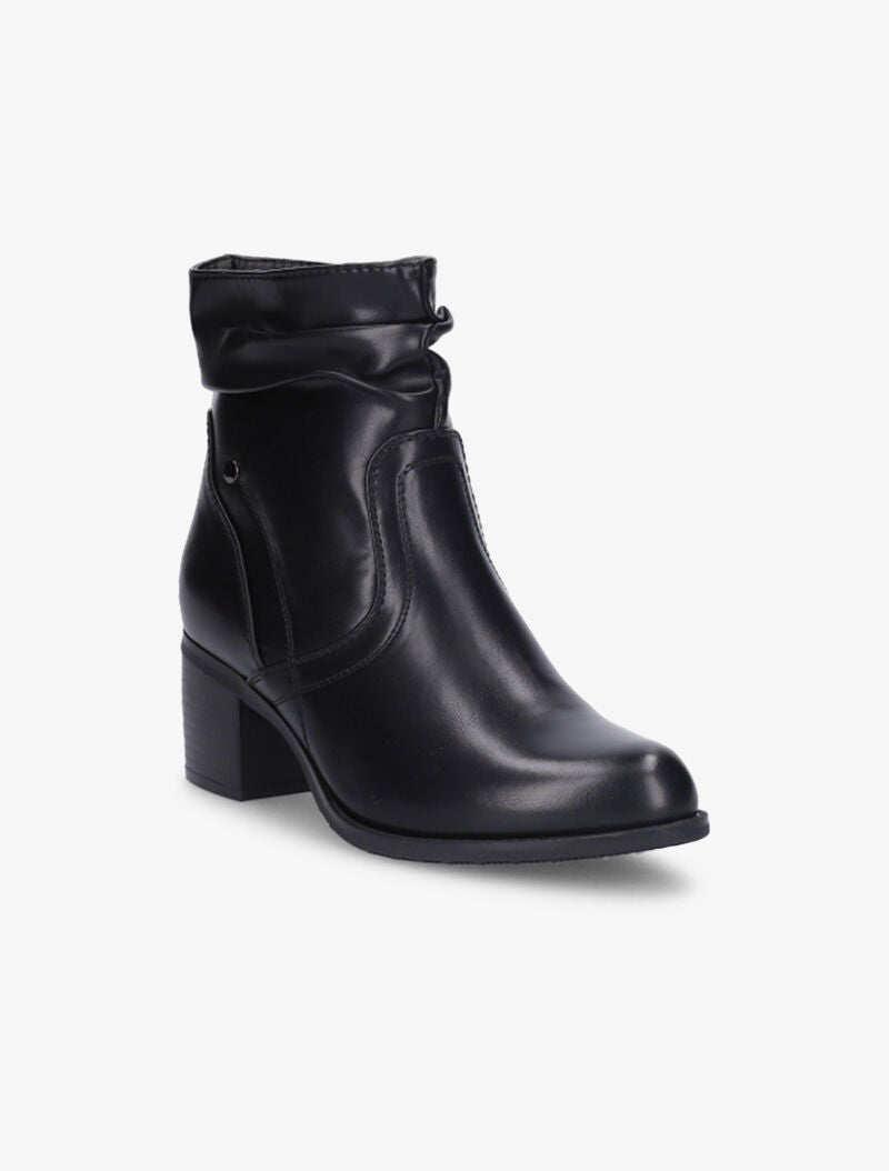 Bottines effet plissé à coutures stylisées - Noir - 3