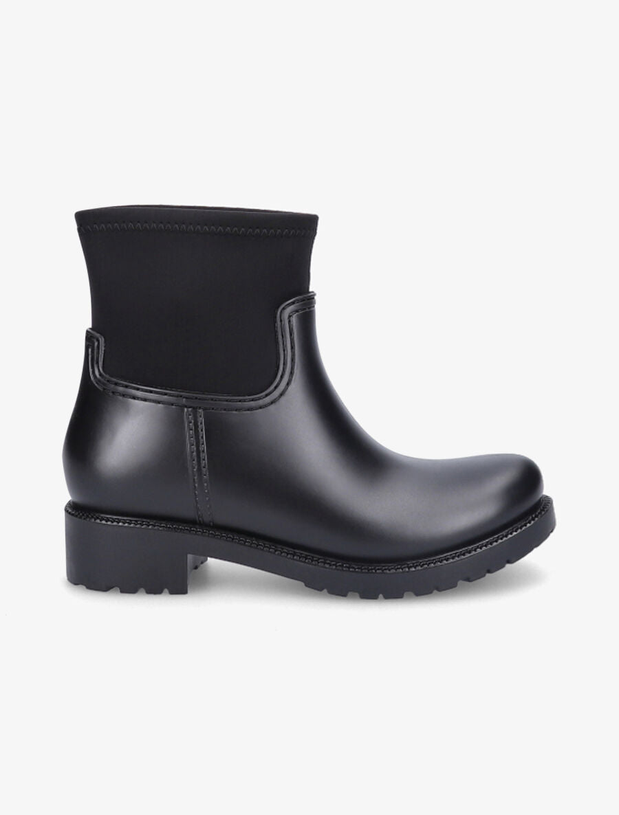 Bottines en caoutchouc et tissu - Noir - 1