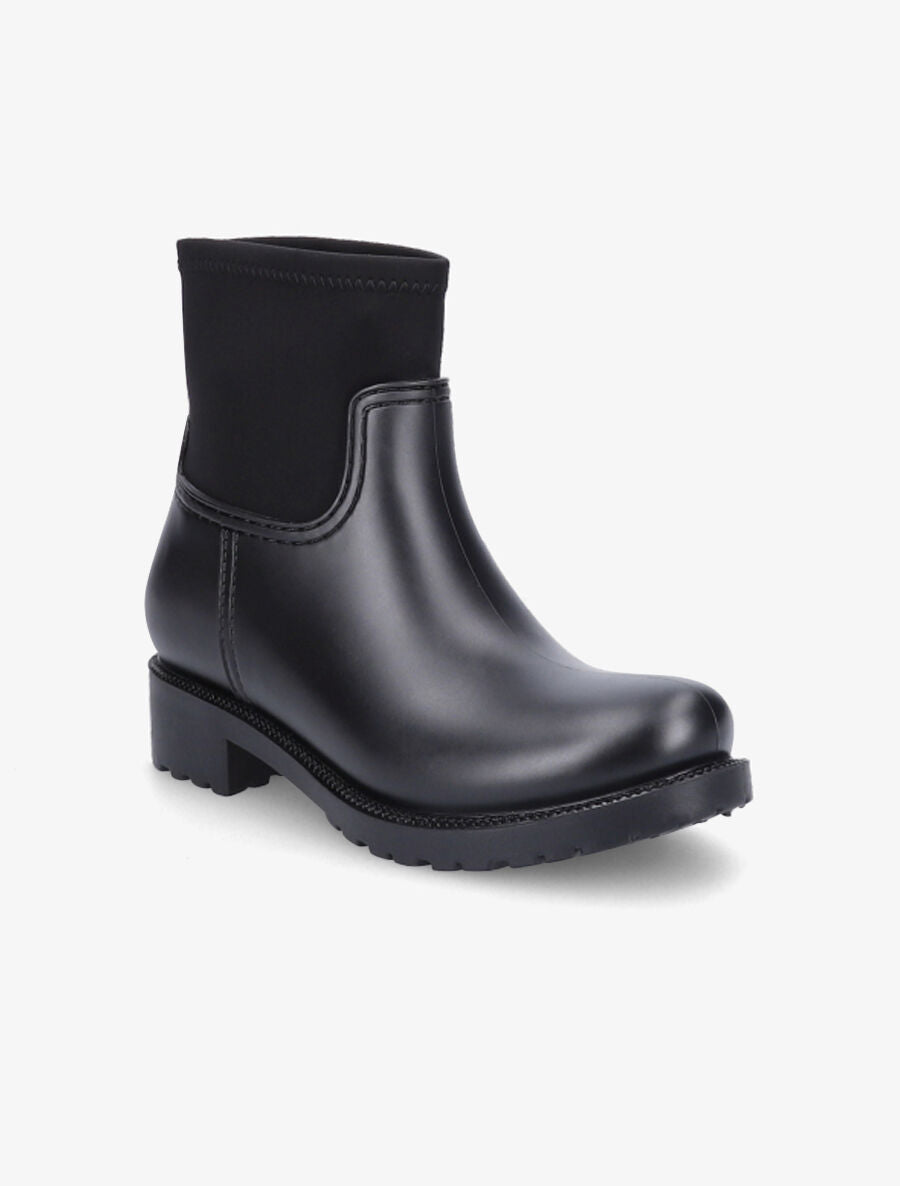 Bottines en caoutchouc et tissu - Noir - 2