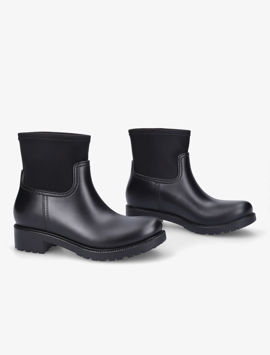 Bottines en caoutchouc et tissu - Noir - 4