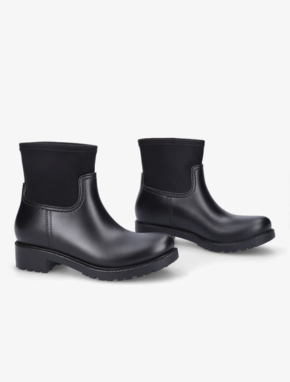 Bottines en caoutchouc et tissu - Noir - 4