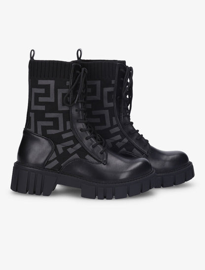 Boots chaussettes à imprimé grec - Noir - 5