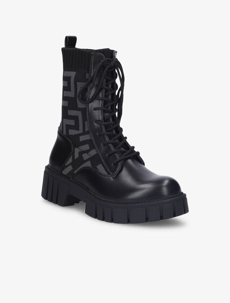 Boots chaussettes à imprimé grec - Noir - 3