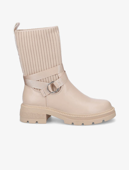 Bottines style chaussettes à boucle amovible - Beige foncé - 1