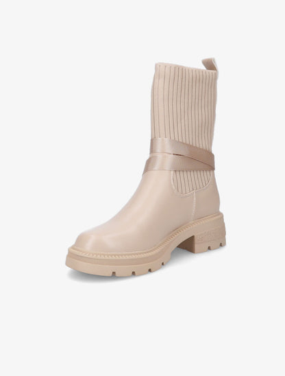 Bottines style chaussettes à boucle amovible - Beige foncé - 3