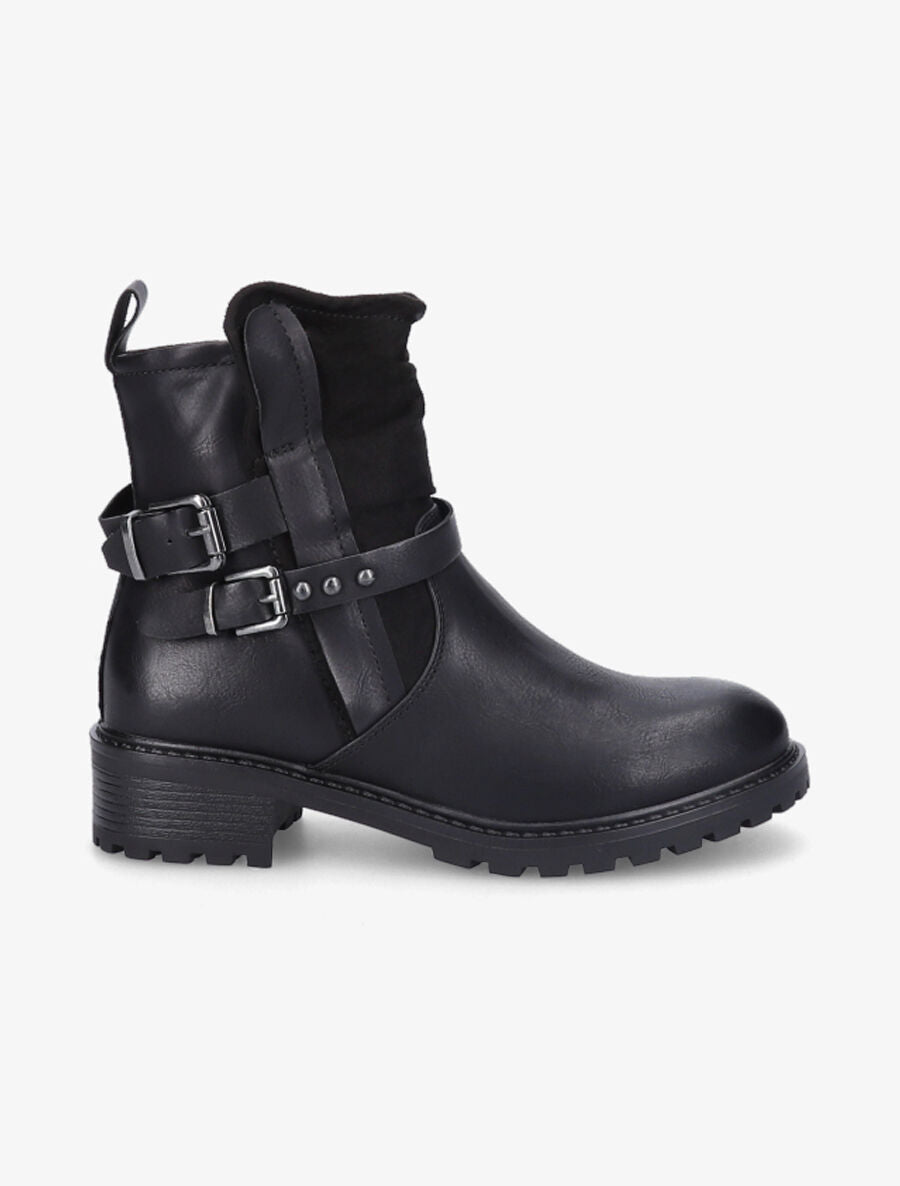 Bottines en simili et en suédine - Noir - 5