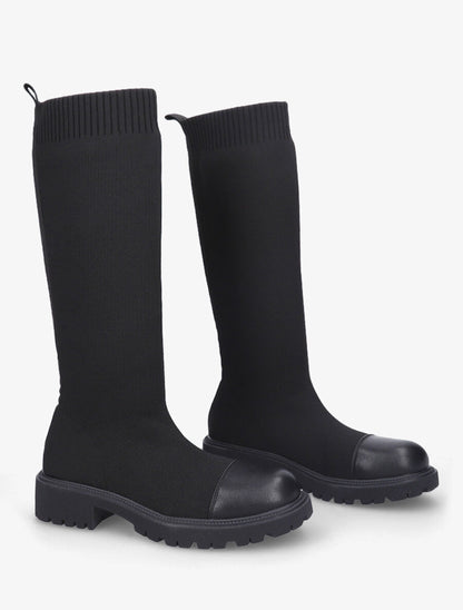 Bottes style chaussettes en maille - Noir - 4