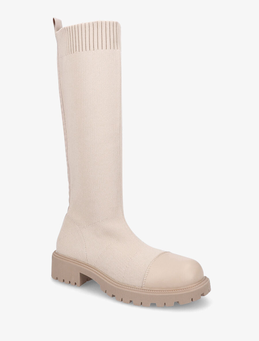 Bottes style chaussettes en maille - Taupe - 2