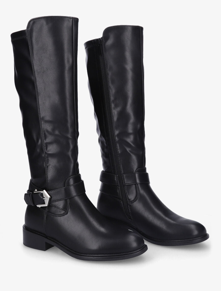 Bottes cavalières à boucle fantaisie - Noir - 4