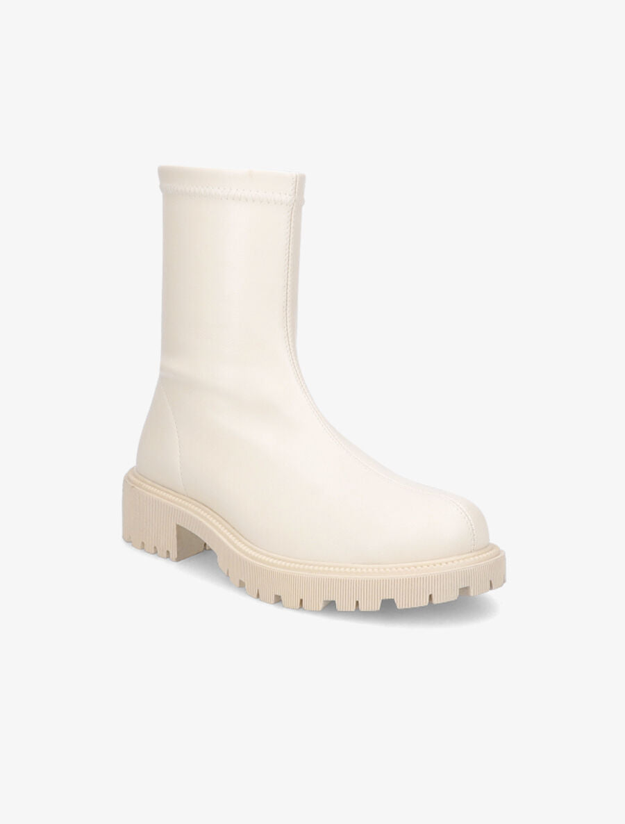 Bottines souples en simili - Crème - 2
