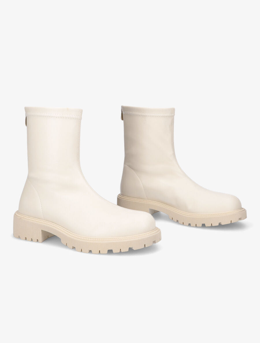 Bottines souples en simili - Crème - 4