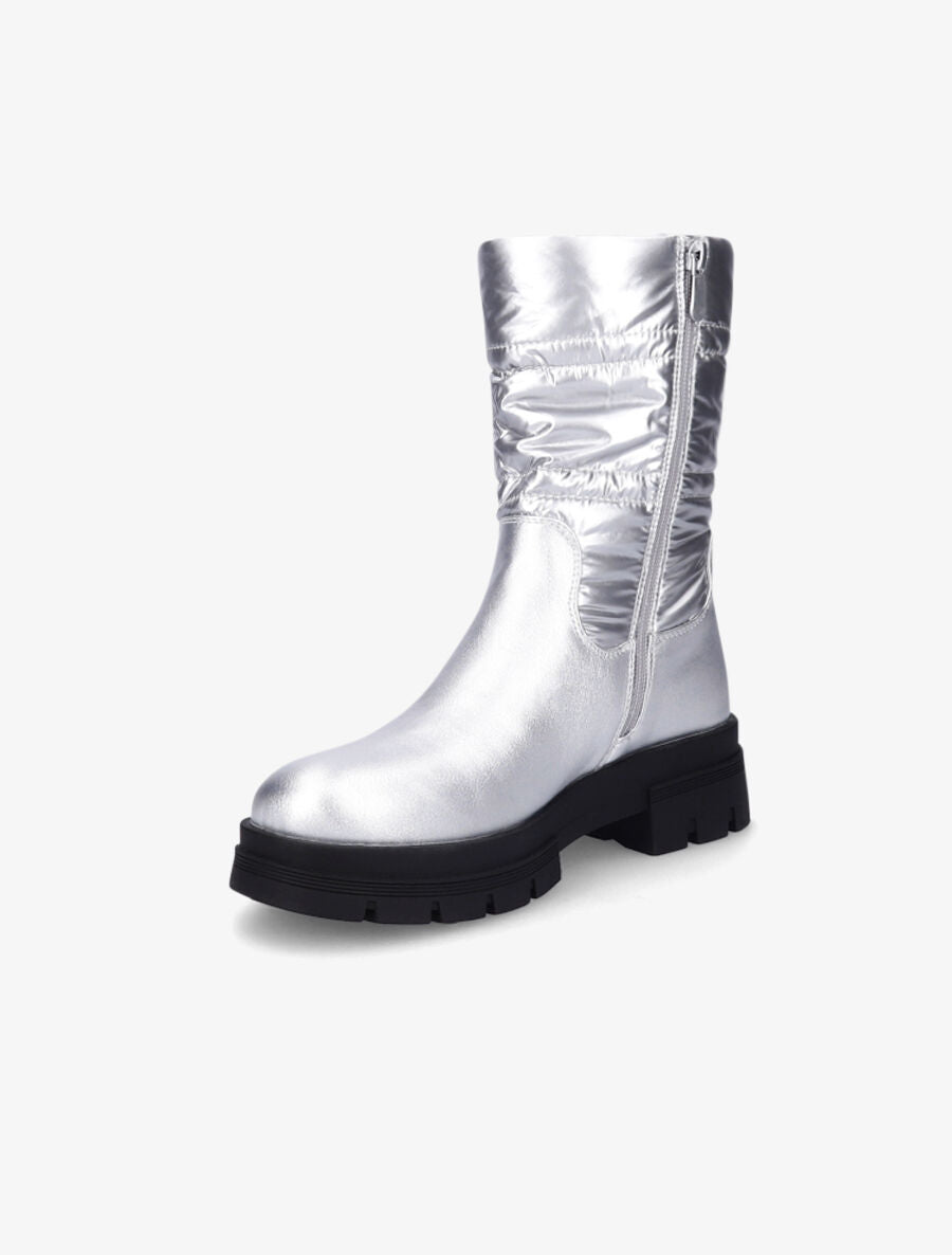 Bottines bi-matière matelassées - Argent - 3