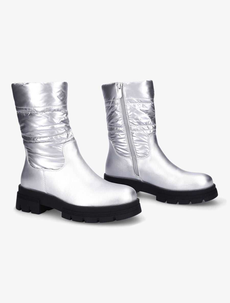 Bottines bi-matière matelassées - Argent - 4