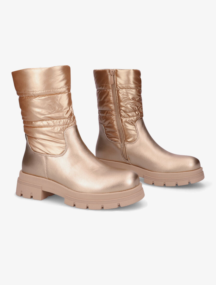 Bottines bi-matière matelassées - Rose gold - 4