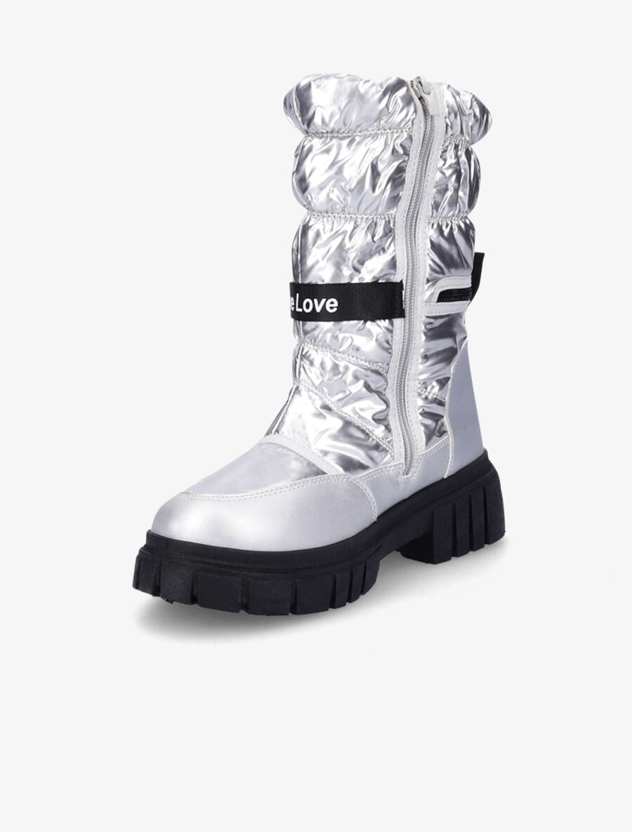 Boots matelassées à zip - Argent - 3