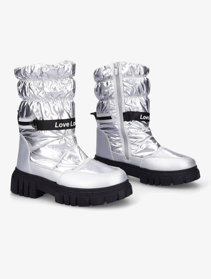 Boots matelassées à zip - Argent - 4