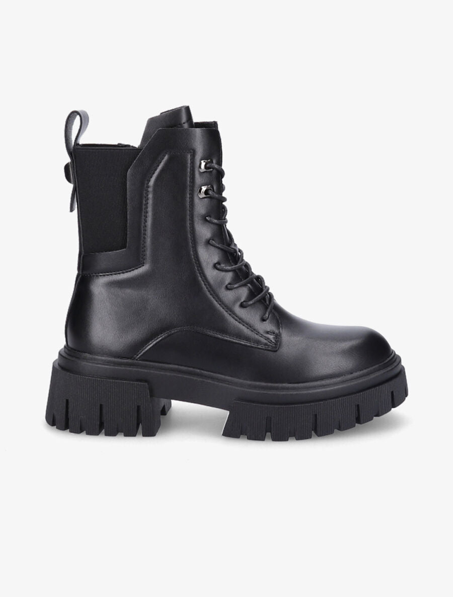 Bottines militaire élastiquées en simili - Noir - 1