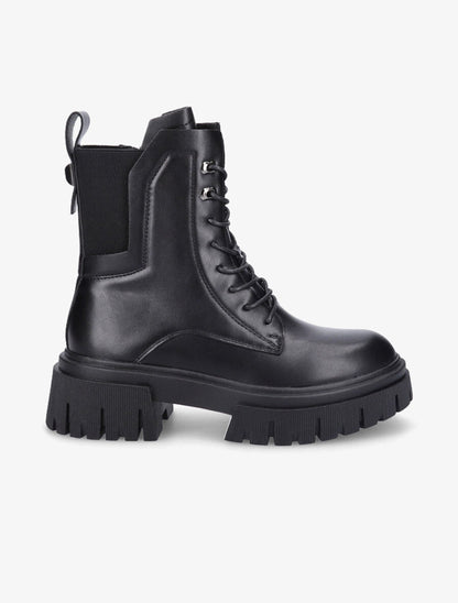 Bottines militaire élastiquées en simili - Noir - 1