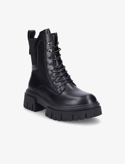 Bottines militaire élastiquées en simili - Noir - 2