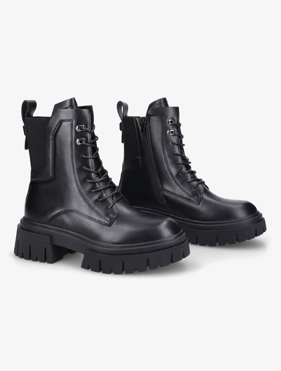 Bottines militaire élastiquées en simili - Noir - 4