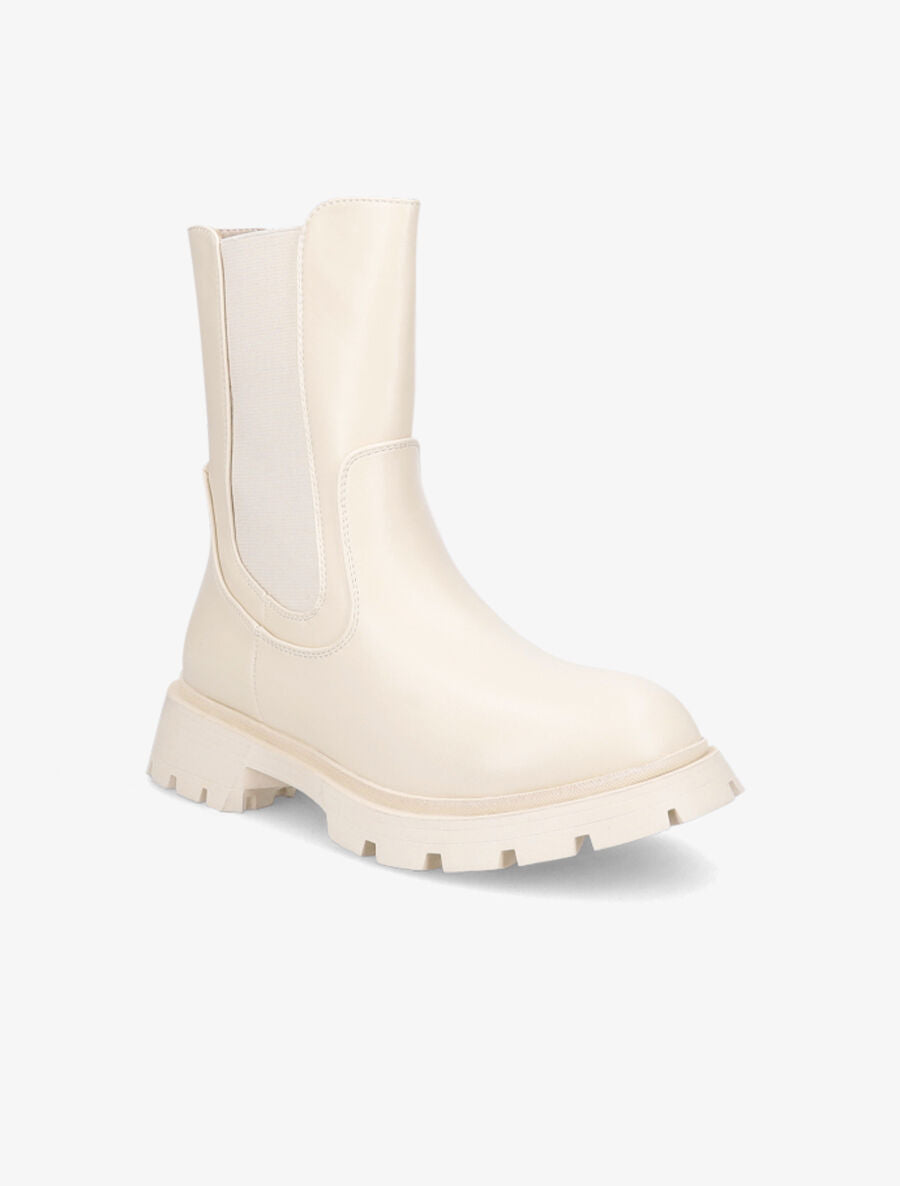 Boots élastiquées à semelles crantées - Beige - 2