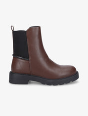 Bottines à liseré strassé - Marron - 1