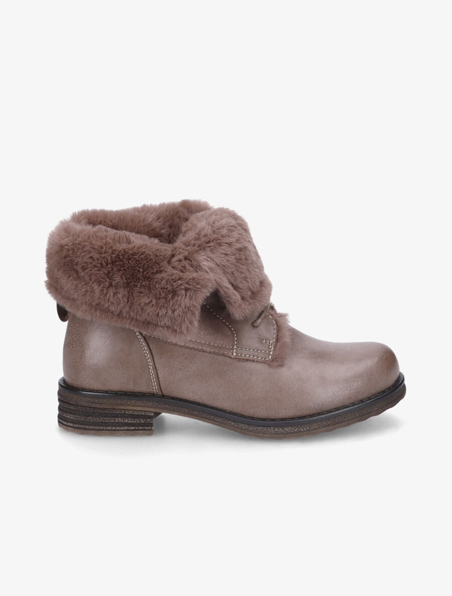 Bottines à chevilles fourrées à revers - Taupe - 1