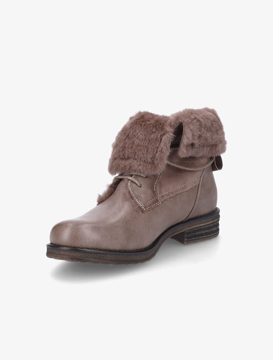Bottines à chevilles fourrées à revers - Taupe - 3
