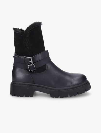Bottines fourrées bi-matière - Noir - 1