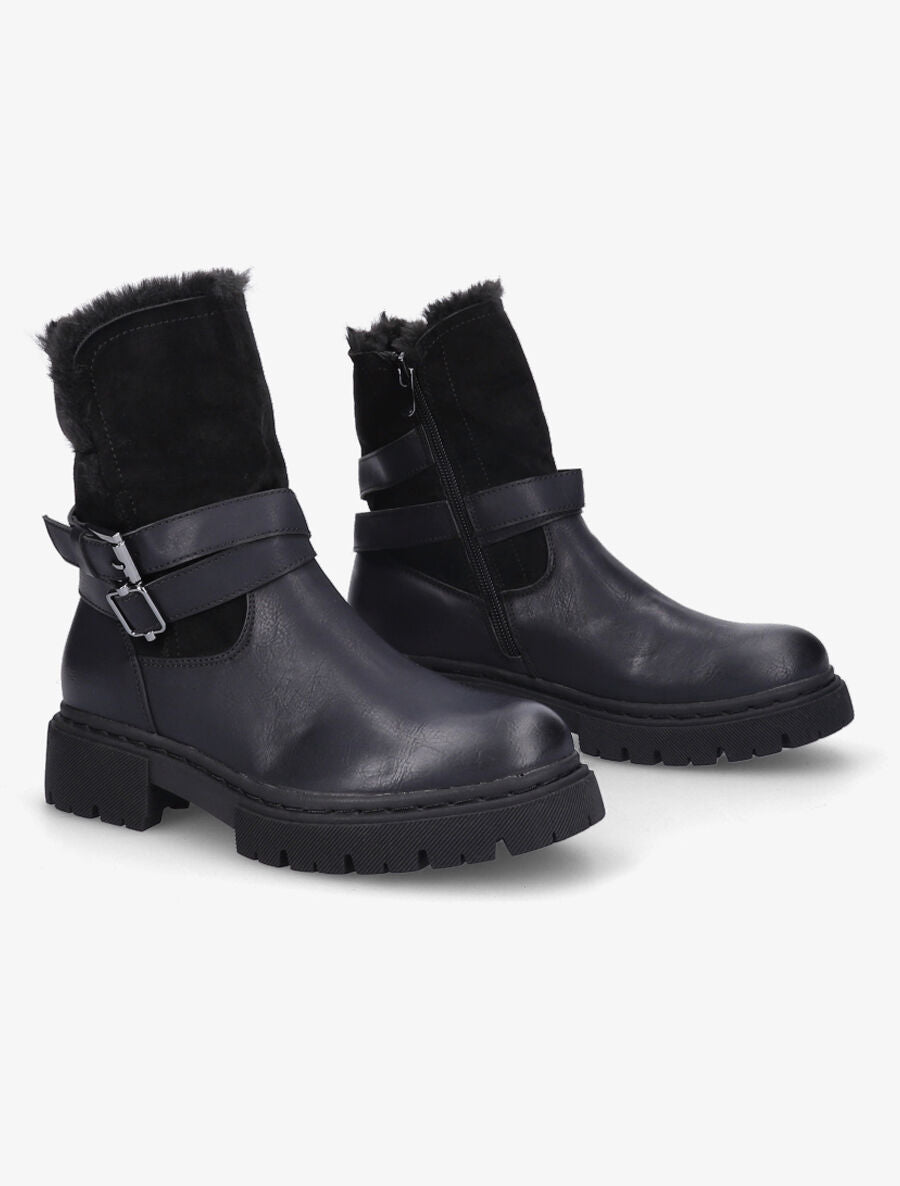Bottines fourrées bi-matière - Noir - 4