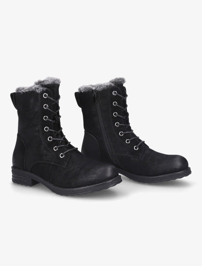 Bottines fourrées à lacets - Noir - 4