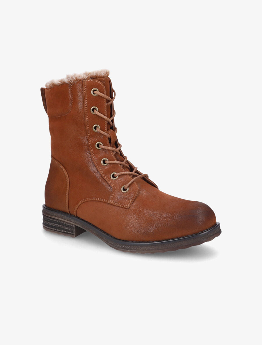 Bottines fourrées à lacets - Camel - 2