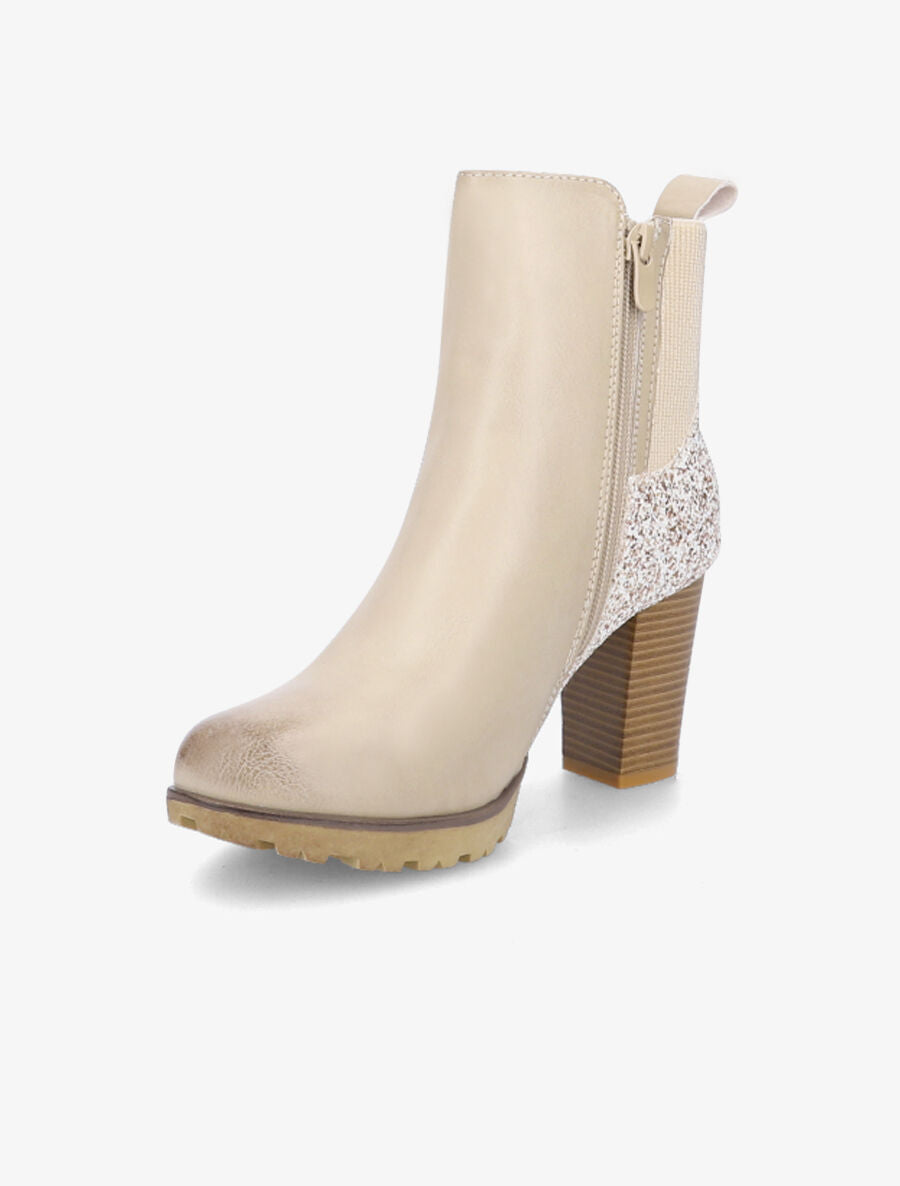 Bottines à contrefort pailleté - Beige - 3